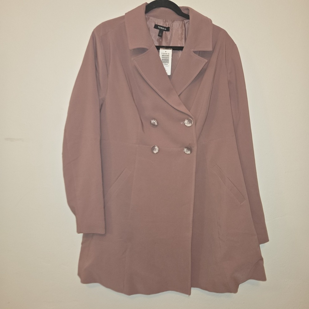 Torrid Twill A-Line Trench Coat Women's Size 1 Mauve Pink NWT